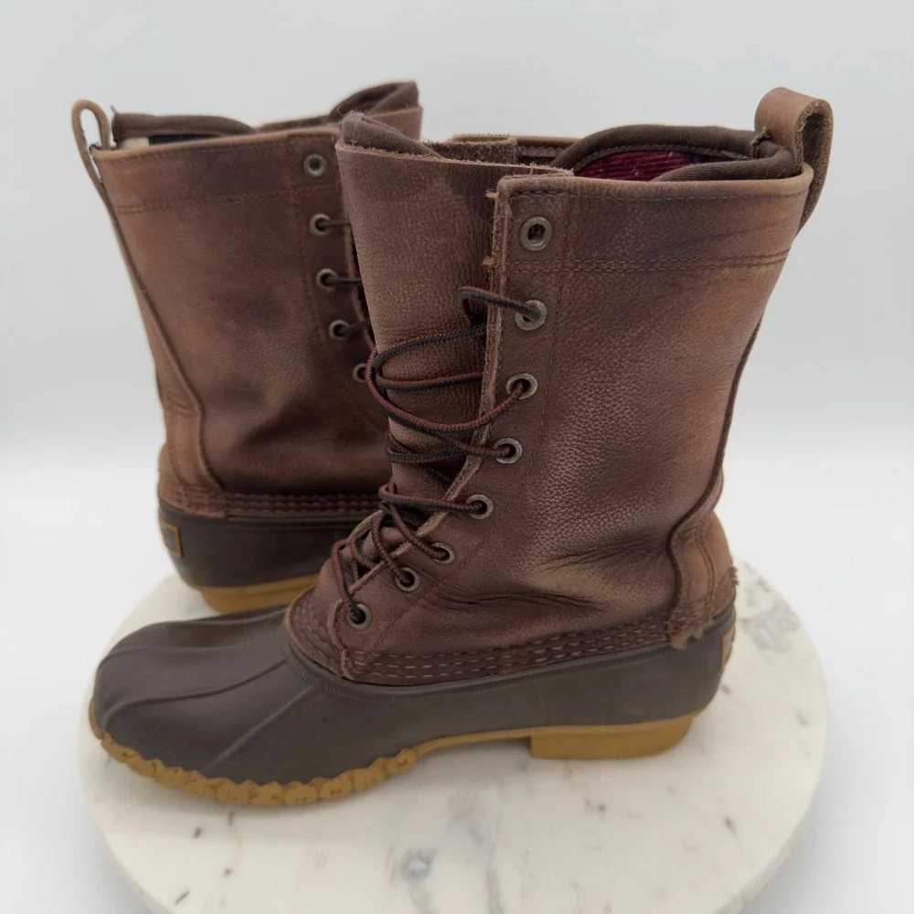 LL Bean Maine Hunting Shoe Mens 7M‎ Brown Gore Tex Thinsulate Duck Boots 10in